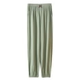 thumbnail image 1 of Diufon Cotton Lounge Pants for Women Casual Solid Color Palazzo Pants Elastic Waist Pleated Sports Pants, 1 of 3