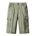 thumbnail image 1 of Diufon Cotton Mens Shorts Elastic Waist Shorts with Multi Pockets Solid Color Knee Length Shorts, 1 of 6