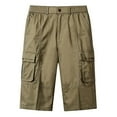 thumbnail image 1 of Diufon Cotton Mens Shorts Elastic Waist Shorts with Multi Pockets Solid Color Knee Length Shorts, 1 of 6
