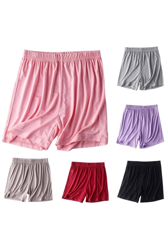 Cotton Shorts for Women Elastic Waist Lounge Shorts Summer Solid Color Homewear Shorts