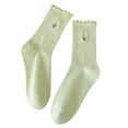 thumbnail image 1 of Diufon Cotton Socks for Women Casual Cute Embroidery Ruffle Sock Colorful Fashion Middle Tube Crew Socks, 1 of 4