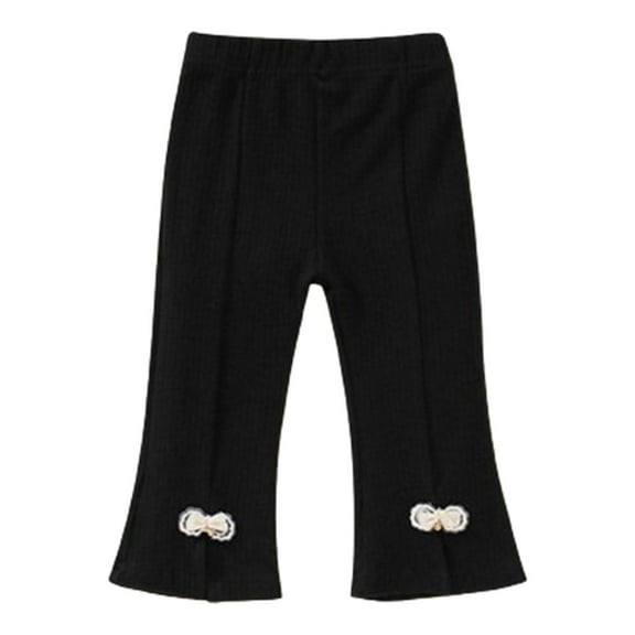 Diufon Cotton Sweatpants for Girls Solid Color Flare Pants Elastic Waist Hem Split Lounge Pants