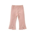 thumbnail image 1 of Diufon Cotton Sweatpants for Girls Solid Color Flare Pants Elastic Waist Hem Split Lounge Pants, 1 of 2