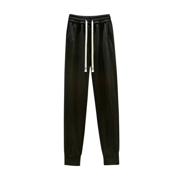 Diufon Cotton Sweatpants for Women Solid Color Lounge Pants Elastic Waist Drawstring Pants with Pockets