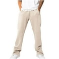 thumbnail image 1 of Diufon Cotton Wide Leg Sweatpants for Men Elastic Waist Drawstring Button Hem Loose Jogger Pants with Pockets, 1 of 5
