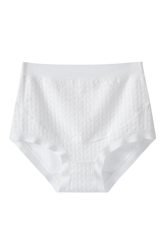 Cotton Womens Panties Solid Color Full Coverage Brief Elastic High Waist Underpants