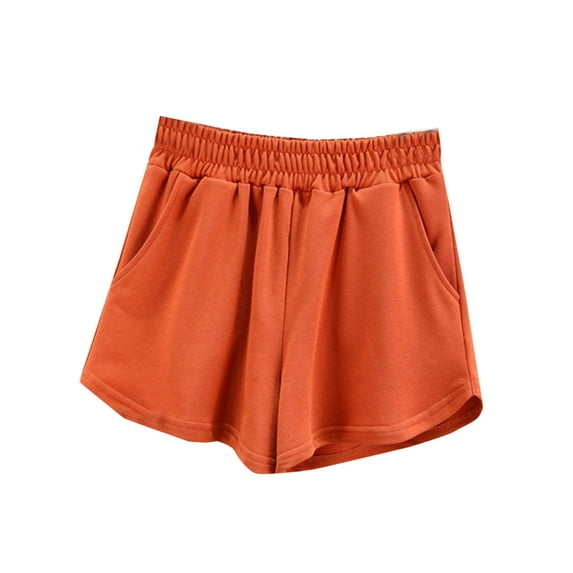 Diufon Cotton Womens Shorts Solid Color Sports Shorts Elastic Waist Athletic Shorts with Pockets