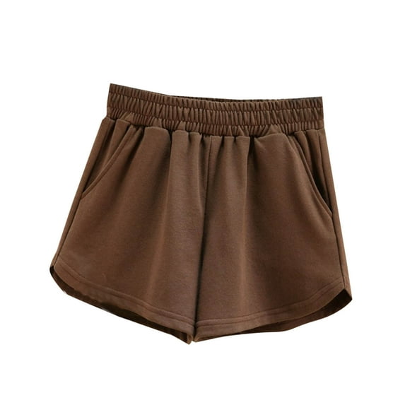 Diufon Cotton Womens Shorts Solid Color Sports Shorts Elastic Waist Athletic Shorts with Pockets