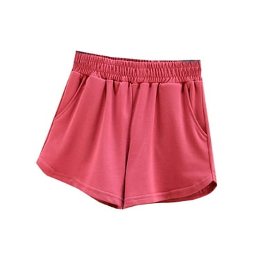 Diufon Cotton Womens Shorts Solid Color Sports Shorts Elastic Waist Athletic Shorts with Pockets