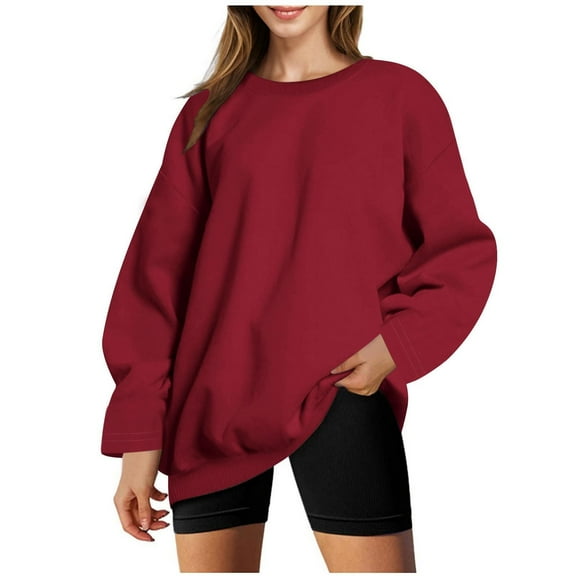 Diufon Crewneck Sweatshirts Women Oversized Pullover Tops Fall Winter Long Sleeve Sweatshirt Fashion Clothes
