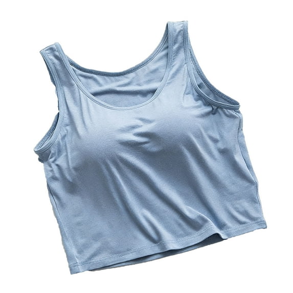 Diufon Crop Tank Tops for Women Built-in Bras Casual Basic Sleeveless Camisole Summer Crewneck Going Out Tank Tees