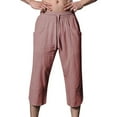 thumbnail image 1 of Diufon Cropped Pants for Men Elastic Waist Drawstring Pants Cotton Linen Lounge Pants with Pockets, 1 of 4