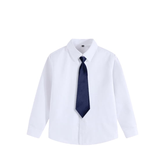 Diufon Dress Shirts for Boys Performance School Uniform Long Sleeve Button Down Shirts Spring Fashion Tops with Tie
