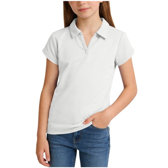 Diufon Dress Tops for Boys Girls Summer Casual Short Sleeve Lapel V Neck School Uniform Soft Golf Shirt