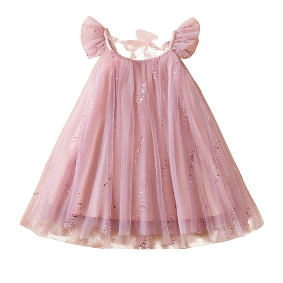 Diufon Dress for Toddler Baby Girls Sleeveless Sequin Birthday Party Princess Dress Infant Solid Color Cute Skirt