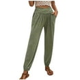 thumbnail image 1 of Diufon Elastic High Waist Pants for Women Solid Color Lounge Pants with Pockets Trendy Pleated Palazzo Pants, 1 of 6