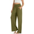 thumbnail image 1 of Diufon Elastic High Waist for Women Solid Color Lounge Pants Trendy Pleated Wide Leg Pants with Pockets, 1 of 6
