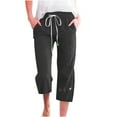 thumbnail image 1 of Diufon Elastic Waist Drawstring Pants for Women Cotton Linen Pants Heart Printed Pants with Pockets, 1 of 4
