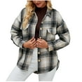 thumbnail image 1 of Diufon Fall Shirts for Women Plaid Printed Coats Lapel Button Long Sleeve Blouses with Pockets, 1 of 6
