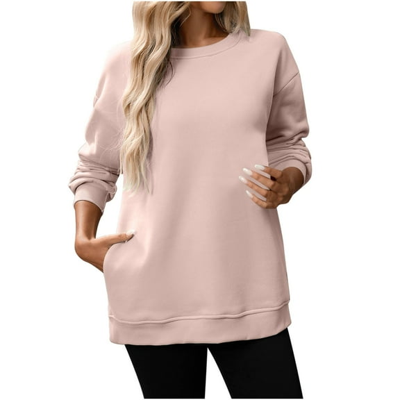 Diufon Fall Sweatshirts for Women Long Sleeve Crewneck Sweatshirts Casual Loose Pullover Tops with Pockets