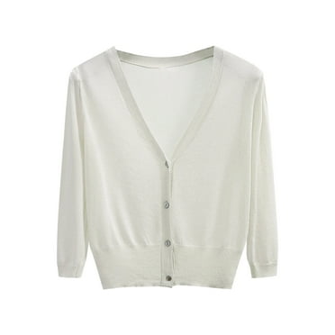 Diufon Fall Thin Cardigan for Women Solid Color Lightweight Long Sleeve Button Down Sweaters Shawl