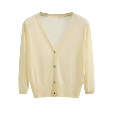 Diufon Fall Thin Cardigan for Women Solid Color Lightweight Long Sleeve Button Down Sweaters Shawl