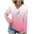 thumbnail image 1 of Diufon Fall Tunics for Women Casual loose Printed Blouses Button V Neck Long Sleeve Tops, 1 of 5