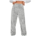 thumbnail image 1 of Diufon Fall Winter Fleece Pants for Women Basic Solid Color High Elastic Waisted Trousers Thermal Pants, 1 of 5