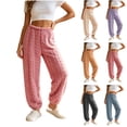 thumbnail image 1 of Diufon Fleece Sleep Pants for Women Elastic Waist Fall Winter Thickened Warm Pajama Pants Plush Cozy Homewear Bottoms, 1 of 8