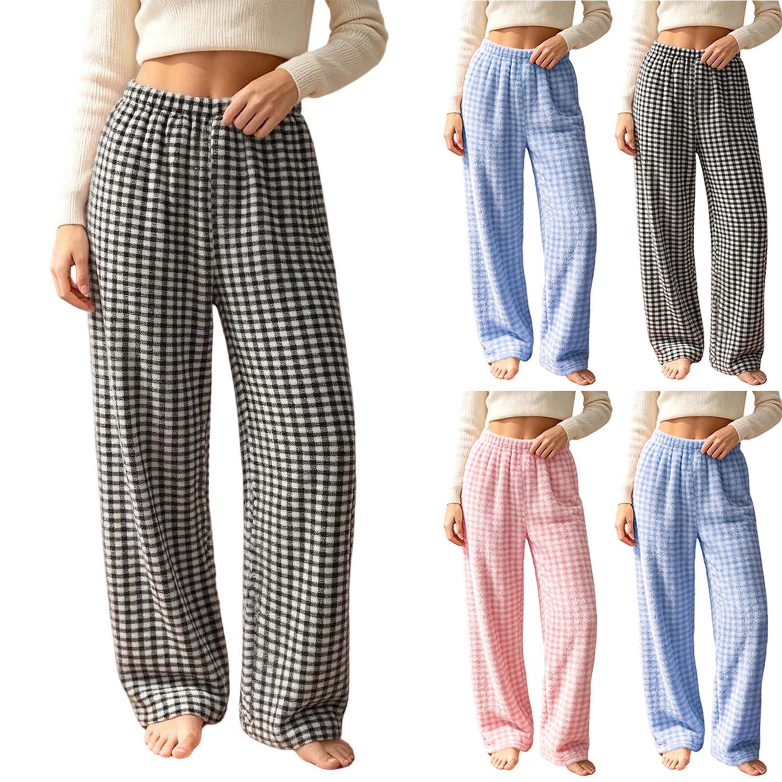 Diufon Womens Flannel Pajama Pants Plaid Elastic Waist Fall Winter ...