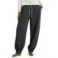 thumbnail image 1 of Diufon Fleece Lined Sweatpants Women Plus Size Drawstring Waisted Cropped Pants Plush Warm Trousers with Pockets, 1 of 9