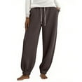 thumbnail image 1 of Diufon Fleece Lined Sweatpants Women Plus Size Drawstring Waisted Cropped Pants Plush Warm Trousers with Pockets, 1 of 9