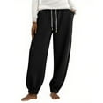 thumbnail image 1 of Diufon Fleece Lined Sweatpants Women Plus Size Drawstring Waisted Cropped Pants Plush Warm Trousers with Pockets, 1 of 9