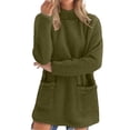 thumbnail image 1 of Diufon Fleece Sweatshirts for Women Long Sleeve Turtle Neck Soft Sweatshirt Solid Color Fuzzy Sweater with Pockets, 1 of 8