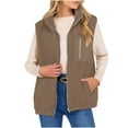 thumbnail image 1 of Diufon Fleece Vest Women Casual Sleeveless Lapel Collar Full Zip Jackets Fall Winter Warm Outerwear with Pockets, 1 of 8