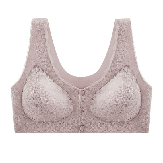 Diufon Front Clasp Bras for Women Underwireless Comfy Bras Solid Color Full Coverage Bras