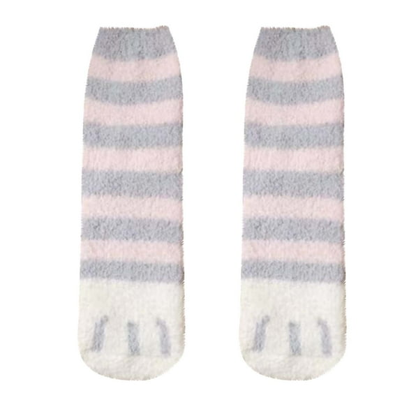 Diufon Fuzzy Socks for Women Soft Cozy Socks Fleece Slipper Cute Stripes Printed Fall Winter Warm Socks