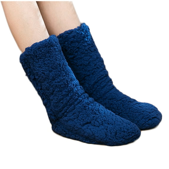 Diufon Fuzzy Warm Socks for Women Fleece Thickened Non-Slip Middle Tube Socks Fall Winter Solid Color Socks