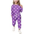 thumbnail image 1 of Diufon Girls Athletic Outfits 2 Piece Clothes Polka Dot Printed Long Sleeve Top and Casual Pants Sets Activewear, 1 of 6