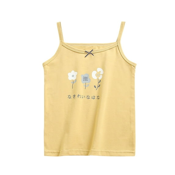 Diufon Girls Camisole Summer Casual Prinrted Sleeveless Crewneck Undershirt Cotton Soft Breathable Suspenders
