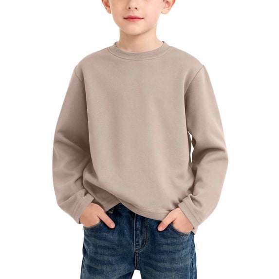 Diufon Boys Girls Long Sleeve Shirts Fall Winter Warm Crewneck Tee Tops Casual Thermal Pullover for Kids
