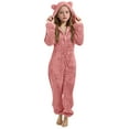 thumbnail image 1 of Diufon Girls Fleece Zip Up Jumpsuits Kids Hooded Rompers Fuzzy Cute Fall Winter Warm Zipper Sleepwear, 1 of 8