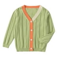 thumbnail image 1 of Diufon Toddler Baby Girls Cardigan Long Sleeve V Neck Color Patchwork Sweater Coat Fall Winter Knit Cotton Warm Outerwear, 1 of 3