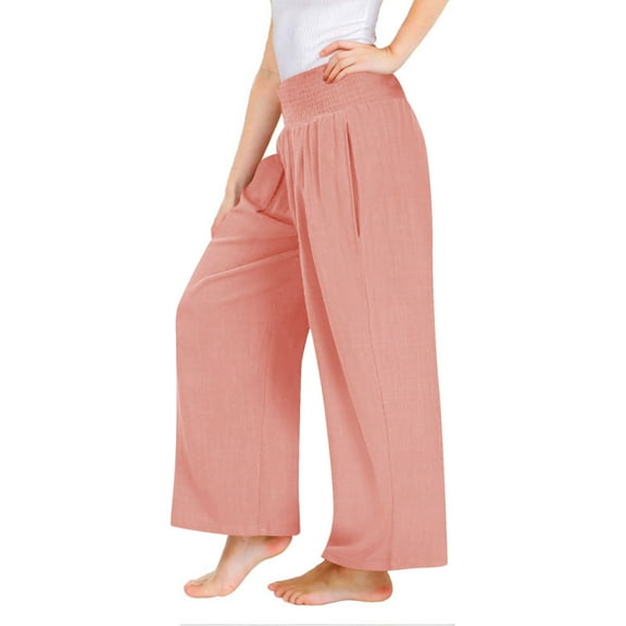 Diufon Girls Linen Palazzo Pants Summer Boho Wide Leg High Waist Casual Lounge Pant Beach Vacation Girl Clothes