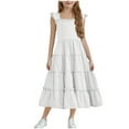 thumbnail image 1 of Diufon Girls Maxi Dress Summer Casual Cap Sleeve A Line Sundress Ruffle Hem Flowy Dress for Tween 3-13 Years, 1 of 9