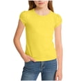 thumbnail image 1 of Diufon Girls Short Sleeve Shirts Summer Casual Cute Crewneck Tee Tops Soft Solid Color Trendy Loose Blouse, 1 of 9