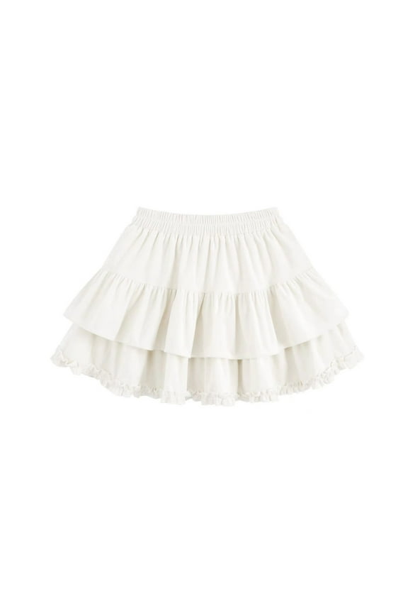 Girls Skirts Toddler Baby Cotton Elastic Waist A Line Solid Color Ruffle Hem Skirt Casual Cute Skort