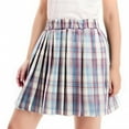 thumbnail image 1 of Diufon Girls Uniform Skirts Kids High Waist A-line School Skirts Cotton Pleated Plaid Mini Skorts for Dance, 1 of 5