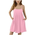 thumbnail image 1 of Diufon Girls Sleeveless Dresses Summer Casual Pleated Tank Dress Kids Fashion Cute Dresses with Pockets, 1 of 8