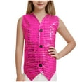 thumbnail image 1 of Diufon Girls Sparkly Jackets Sleeveless Button Down Plaid Glitte Party Vest Tendy Performance Dance Coat for Teen, 1 of 4